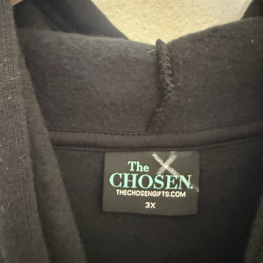 The Chosen Three Fish Hoodie Black Teal Sweatshirt Size 3X - Picture 4 of 9